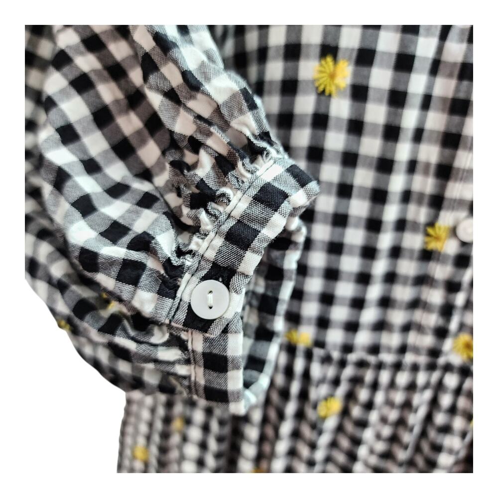 Old Navy Gingham Midi Dress Women’s Small Black White Daisy Cottagecore Country - Picture 10 of 16